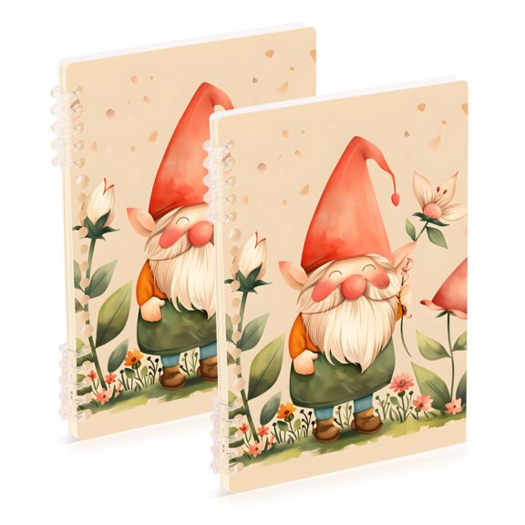 Gnome in Leaves Ring Binder Notebook Journey Note Diary College Ruled Spiral Notebook Study Loose Leaf Paper A5 60 Pages
