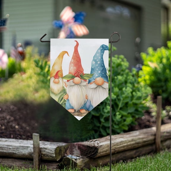 Gnome with Leaves Garden Flag 18" x 12.5" Double Sided Yard Lawn Outdoor Decor Small Yard Flags