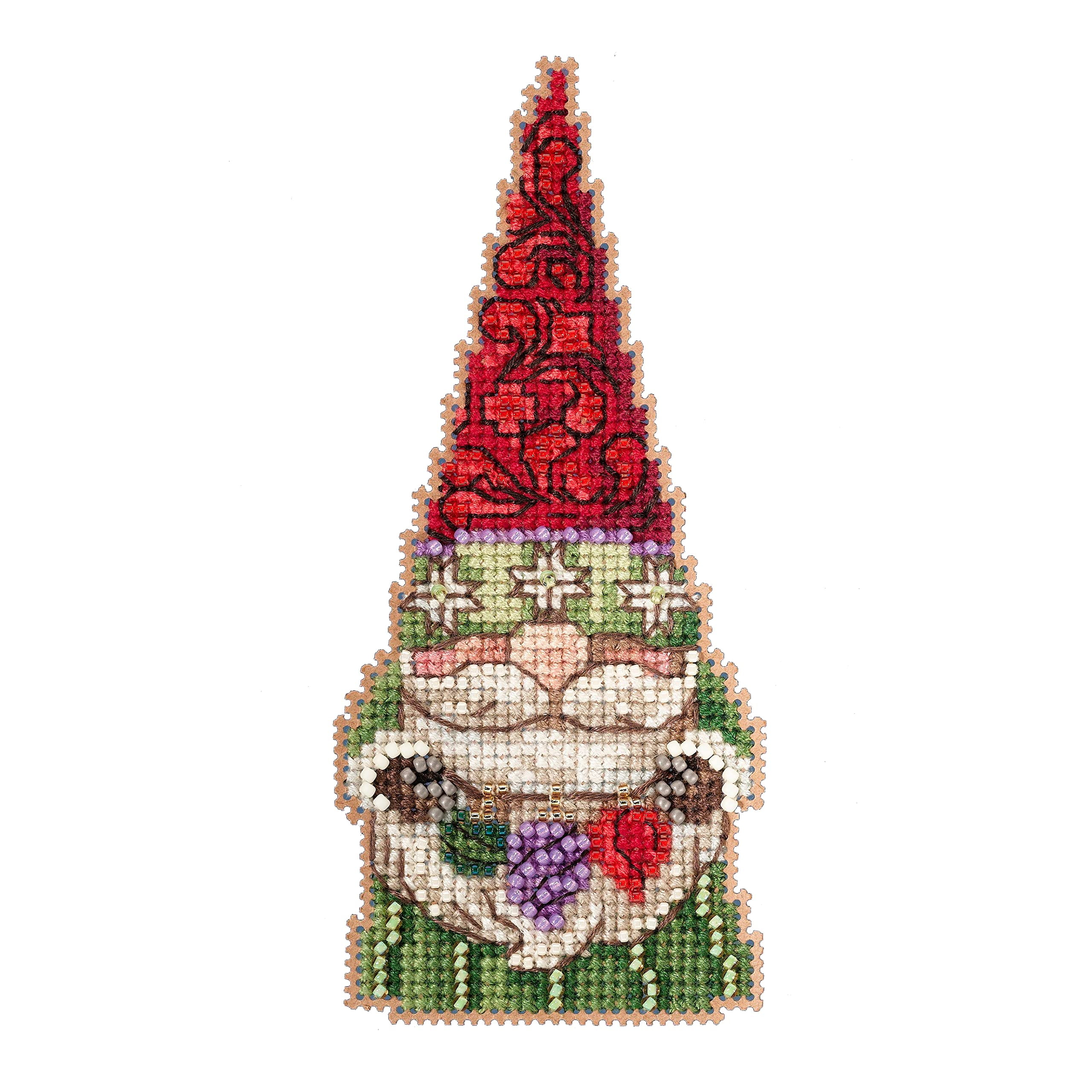 Gnome with Ornaments Counted Cross Stitch Ornament Kit Mill Hill 2022