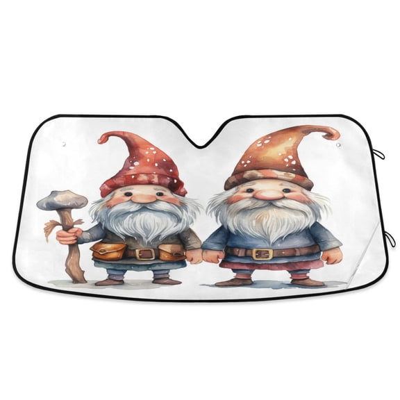 Gnome with Pickaxe Car Windshield Sun Shade Foldable Car Front Window Visor Heat and UV Protection 55x27.6
