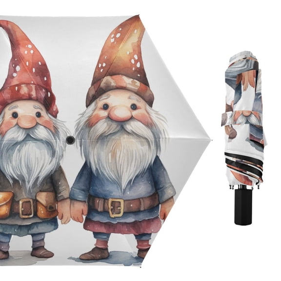 Gnome with Pickaxe Compact Sun Umbrella Windproof Travel Umbrellas for Rain Strong Portable UV Protection
