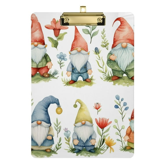 Gnomea and Leaves Acrylic Clipboards 12 x 9 Inch A4 Size with Low Profile Clip Hanging Clipboard for Classroom School Office