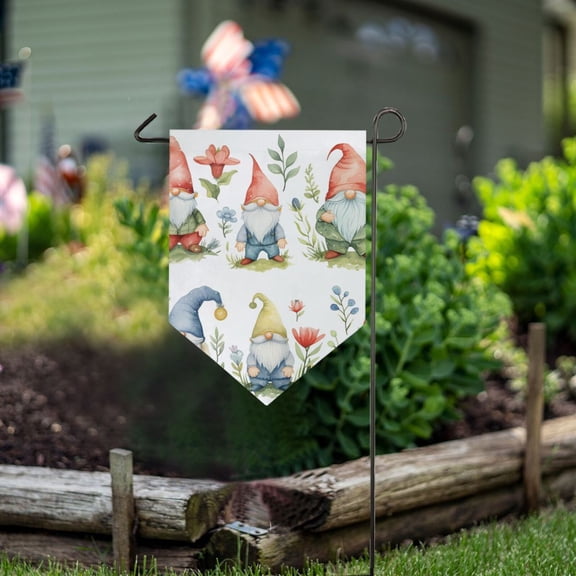 Gnomea and Leaves Garden Flag 18" x 12.5" Double Sided Yard Lawn Outdoor Decor Small Yard Flags