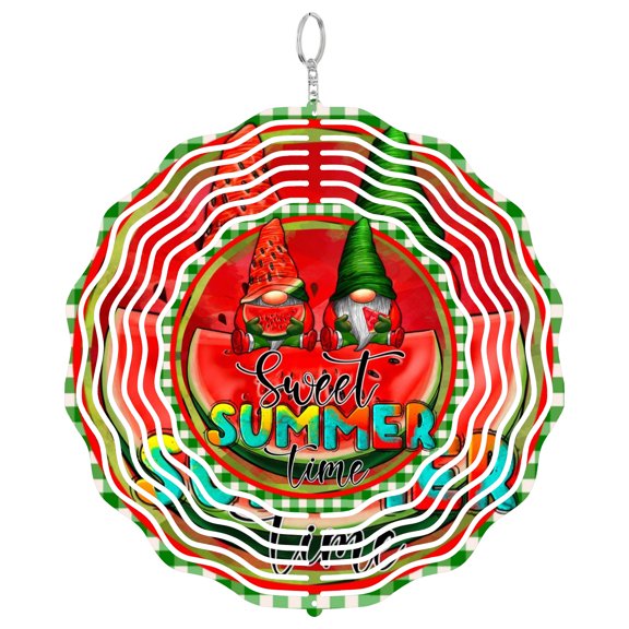 Gnomes 3D Wind Spinner Window Hanging Decor Summer Whimsical Red Green Textured