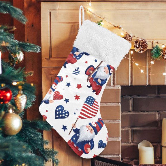 Gnomes American Flags Christmas Stockings Xmas Stocking for Family Holiday Season Party Decorations