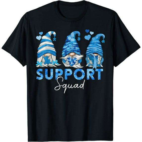 Gnomes Autism Awareness Shirts Support Squad Blue Ribbon T-Shirt