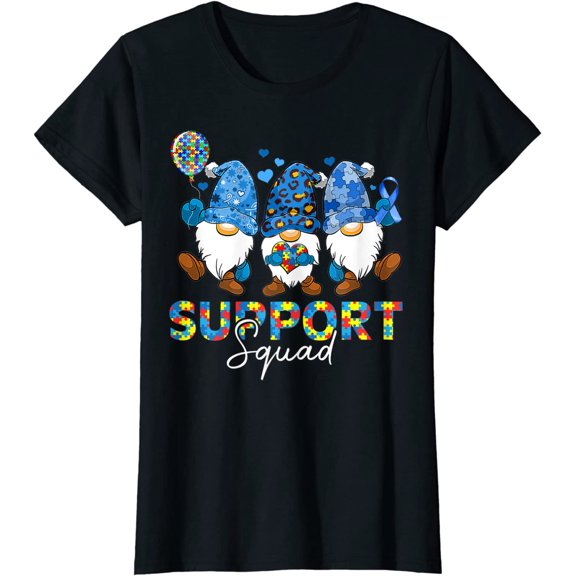 Gnomes Autism Awareness Shirts Support Squad Blue Ribbon T-Shirt