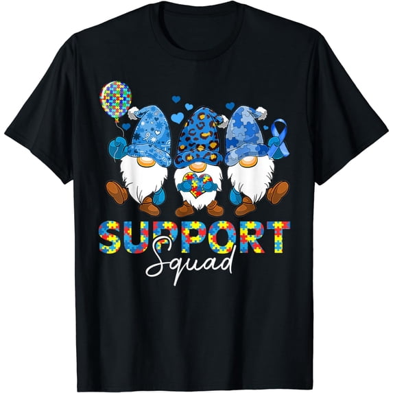 Gnomes Autism Awareness Shirts Support Squad Blue Ribbon T-Shirt