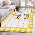 thumbnail image 1 of Gnomes Bees Kitchen Runner Rug 2.7x5 Washable Runners for Hallway Non Slip Spring Daisy Wooden Grain Yellow Plaid Large Area Rug Indoor Floor Carpet for Bathroom Laundry Entryway Bedroom Living Room, 1 of 8