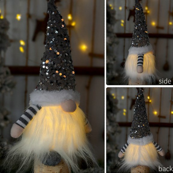 Gnomes Christmas Decorations with LED Light, Handmade Glowing Swedish Xmas Gnomes Tomte Plush Ornaments, Scandinavian Santa Elf Dolls Faceless Doll for Holiday Party Decor