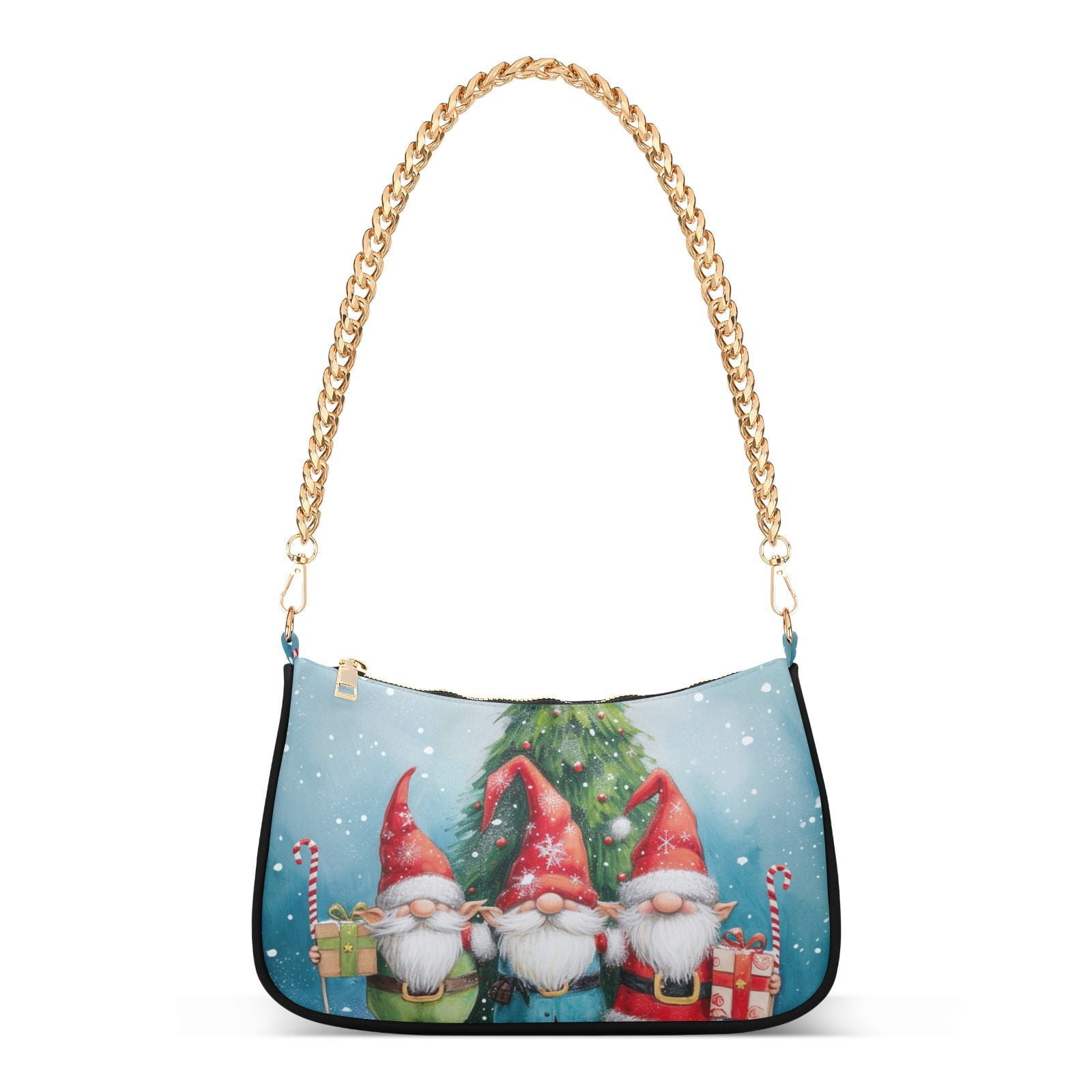 Gnomes Christmas TreesWomen Small Shoulder Bag Crossbody Tote Hobo Bags Purse Clutch Handbags with Chain Strap for Women