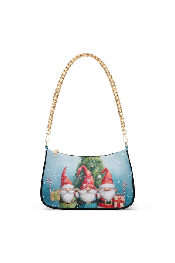 Gnomes Christmas TreesWomen Small Shoulder Bag Crossbody Tote Hobo Bags Purse Clutch Handbags with Chain Strap for Women