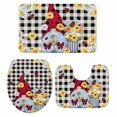 thumbnail image 1 of Gnomes Daisy Bath Mat 3 Piece Bathroom Rug Set, Retro Farmhouse Floral Black Buffalo Plaid Non Slip Bath Rug Contour Mat and Toilet Lid Cover, Absorbent Shower Mats Soft Bath Rugs and Mats Sets, 1 of 8