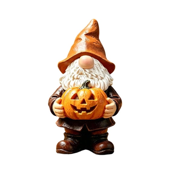 Gnomes Decorations for Home Halloween Pumpkin Figurine Indoor Outdoor Fall Mantel Decor Holiday Display Resin Statue 1 Piece A