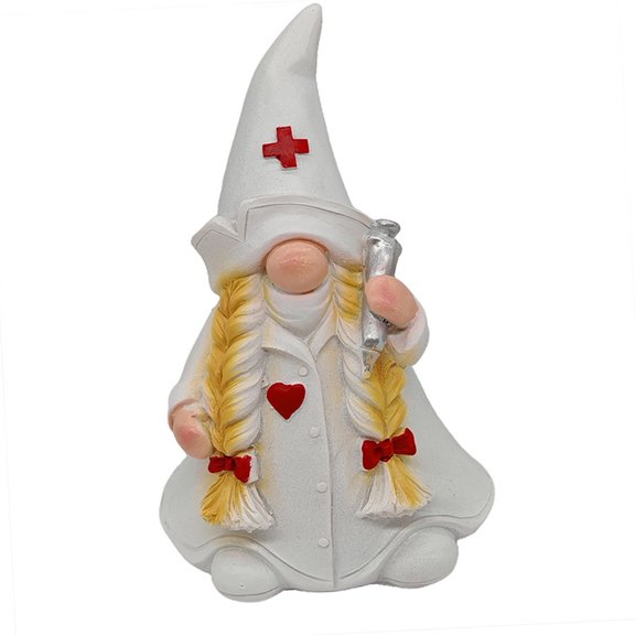 Gnomes Doctor Nurse Figurine with Stethoscope Detailed Resin Craft Ornament For Hospital Clinic Tablee Decorations
