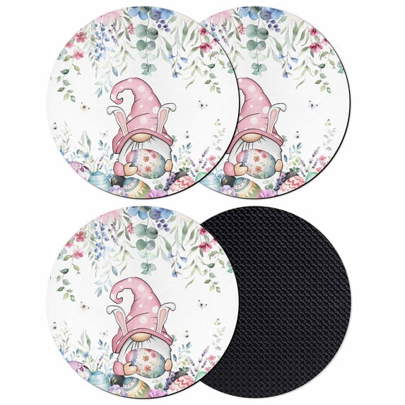 Gnomes Easter Coasters Set of 4, Absorbent Coasters for Drinks, Colorful Spring Floral Eggs Weeping Coaster for Desk Coffee Table Protection, Home Decor House Warming Gifts 4"