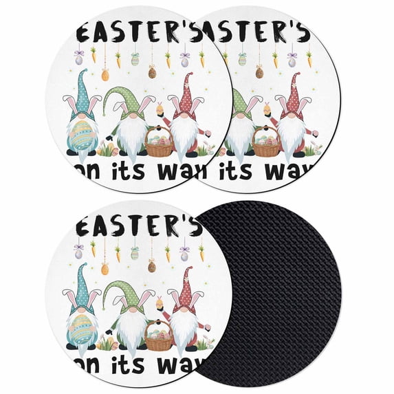 Gnomes Easter Coasters Set of 4, Absorbent Coasters for Drinks, Eggs Botanical Carrot Pastoral Coaster for Desk Coffee Table Protection, Home Decor House Warming Gifts 4"