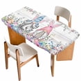 thumbnail image 1 of Gnomes Easter Table Cloths for 4 Foot Rectangle Tables, Colorful Spring Floral Weeping Eggs Wooden Patio Waterproof Elastic Fitted Tablecloths, Washable Rectangular Table Cover for Camping, 1 of 8