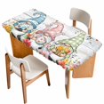thumbnail image 1 of Gnomes Easter Table Cloths for 4 Foot Rectangle Tables, Eucalyptus Spring Floral Eggs Leaves Wooden Patio Waterproof Elastic Fitted Tablecloths, Washable Rectangular Table Cover for Camping, 1 of 8