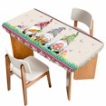 thumbnail image 1 of Gnomes Easter Table Cloths for 5 Foot Rectangle Tables, Eggs Tulips Spring Floral Rustic Patio Waterproof Elastic Fitted Tablecloths, Washable Rectangular Table Cover for Camping, 1 of 8