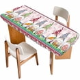 thumbnail image 1 of Gnomes Easter Table Cloths for 8 Foot Rectangle Tables, Eggs Tulips Spring Floral Pink Plaid Patio Waterproof Elastic Fitted Tablecloths, Washable Rectangular Table Cover for Camping, 1 of 8