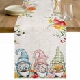 thumbnail image 1 of Gnomes Easter Table Runner - 120 Inch Long Eucalyptus Spring Floral Eggs Leaves Rustic Cotton and Linen Blended Dress Scarves Farmhouse Table Runner for Kitchen Dining, Coffee Table, 13" x 120", 1 of 8