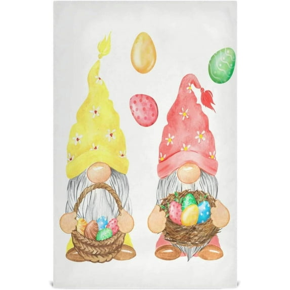 Gnomes Eggs Kitchen Dish Towels 4 Pack Absorbent Hand Towels, Lint-Free 18"x28" Happy Easter Fast Drying Hanging Dishcloths for Cooking Baking Home Clean