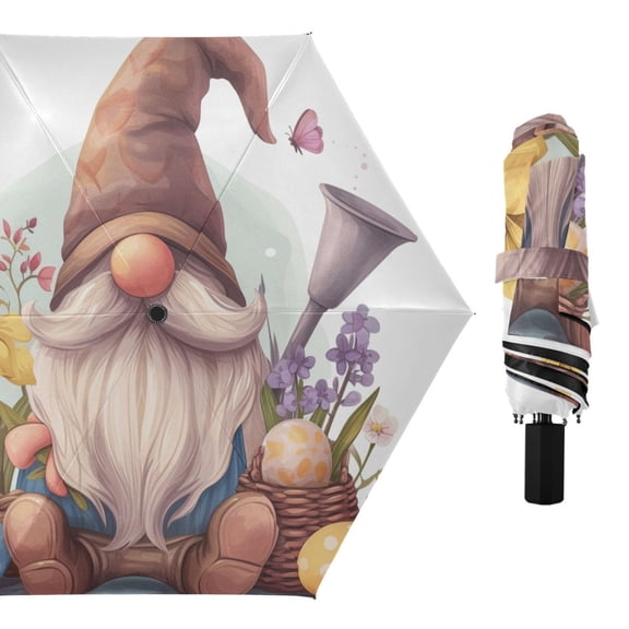 Gnomes Flower Egg Compact Sun Umbrella Windproof Travel Umbrellas for Rain Strong Portable UV Protection