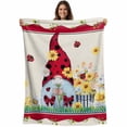 thumbnail image 1 of Gnomes Flowers Blanket Soft Cozy Warm Throw Blanket for Couch, Plush Fuzzy Flannel Fleece Blankets for Sofa, Spring Farmhouse Botanical Floral Striped Bed Blankets Lightweight Gifts for Men, 40"x60", 1 of 9
