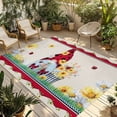 thumbnail image 1 of Gnomes Flowers Outdoor Rug for Patio/Deck/Porch, Non-Slip Large Area Rug 6 x 9 Ft, Spring Farmhouse Botanical Floral Striped Indoor Outdoor Rugs Washable Area Rugs, Camping Rug Carpet Runner, 1 of 8