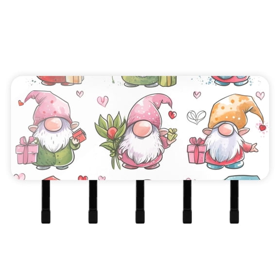 Gnomes Gifts Mail Holder Organizer Wall Mount with Shelf Key Holder Key Rack with 5 Key Hooks for Wall Decorative