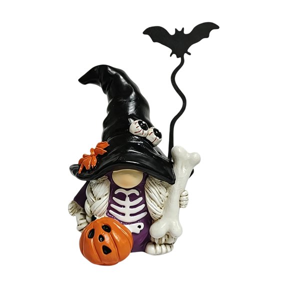 Halloween Decorations Indoor, Resin Decor for Home with Bat Witch Hat, Halloween Figurines Elf with Broom and Pumpkin Lantern for Table Tiered Tray Outdoor