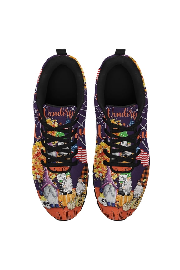 Gnomes Halloween Running Shoes Sneakers Mesh Black Size 6