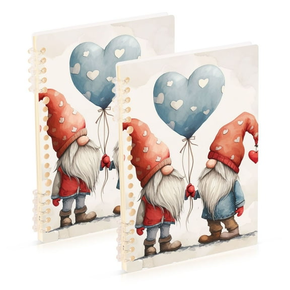 Gnomes Hearts Balloon Ring Binder Notebook Journey Note Diary College Ruled Spiral Notebook Study Loose Leaf Paper A5 60 Pages