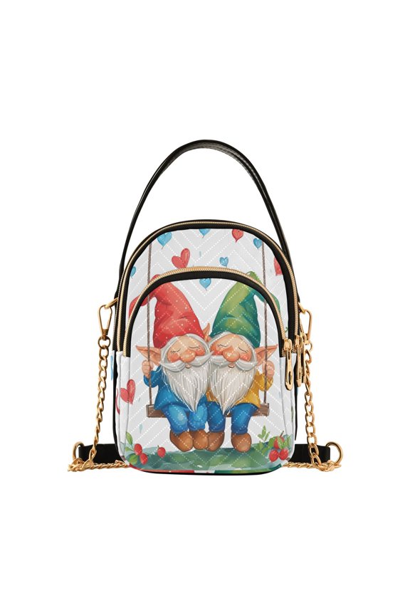 Gnomes Hearts Swing Women Quilting Handbags Shoulder Bag Cross Body Bag with Crossbody Strap Hobo Bags Chain Strap