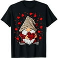 thumbnail image 1 of Gnomes Holding Heart Happy Valentine's Day Tee T-Shirt, 1 of 5