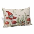 thumbnail image 1 of Gnomes Mushroom Pillow Covers, Linen Long Throw Pillow Case, Farmhouse Vintage Leaves Plants Butterfly Holiday Pillow Protector Decorative Cushion Cover for Living Room/Bedroom 20" x 36", 1 of 8
