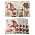 thumbnail image 1 of Gnomes Mushroom Placemats Set of 4 Farmhouse Vintage Leaves Plants Butterfly Place Mats Indoor Wipeable Table Mats Washable Dining Table Placemats for Kitchen Holiday Party Home Decor 13x19 Inch, 1 of 9