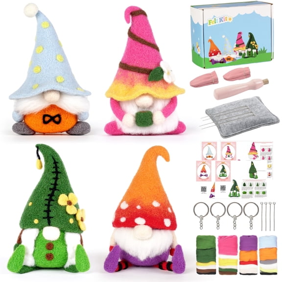 Wizardi Beginner Needle Felting Kit for Adults - Gnomes. Fantasy Felting Kit 9.5x5cm. Felting Tools. Wool Felting Supplies. Felt Crafts. Wool Felt. F07N8-Z-01