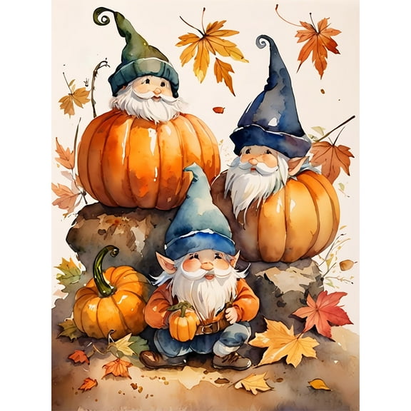 Gnomes Pumpkin Diamond Art Kits for Adults, Full Drill Fall Thanksgiving Diamond Art Kits 5D Diamond Art Fall Diamond Art Winter Picture Craft for Home Wall Art Decor 30x40cm