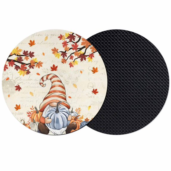 Gnomes Pumpkin Fall Coasters Set of 2, Absorbent Coasters for Drinks, Maple Leaves Thanksgiving Branches Coaster for Desk Coffee Table Protection, Home Decor House Warming Gifts 4"