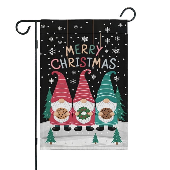 Gnomes Short Pine Tree Funny Christmas Garden Flag Double Sided Outdoor Flag for Garden Lawn Indoor Autumn Thanksgiving Christmas 12.5x18inch