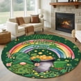 thumbnail image 1 of Gnomes St. Patrick's Day 6ft Round Rugs, Green Lucky Clovers Rainbow Washable Non-Slip Area Rugs for Living Room Bedroom Kitchen, Soft Low Pile Dining Room Kicthen Circle Carpet, Indoor Floor Rug, 1 of 9