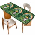 thumbnail image 1 of Gnomes St. Patrick's Day Table Cloths for 8 Foot Rectangle Tables, Green Lucky Clovers Rainbow Patio Waterproof Elastic Fitted Tablecloths, Washable Rectangular Table Cover for Camping, 1 of 8