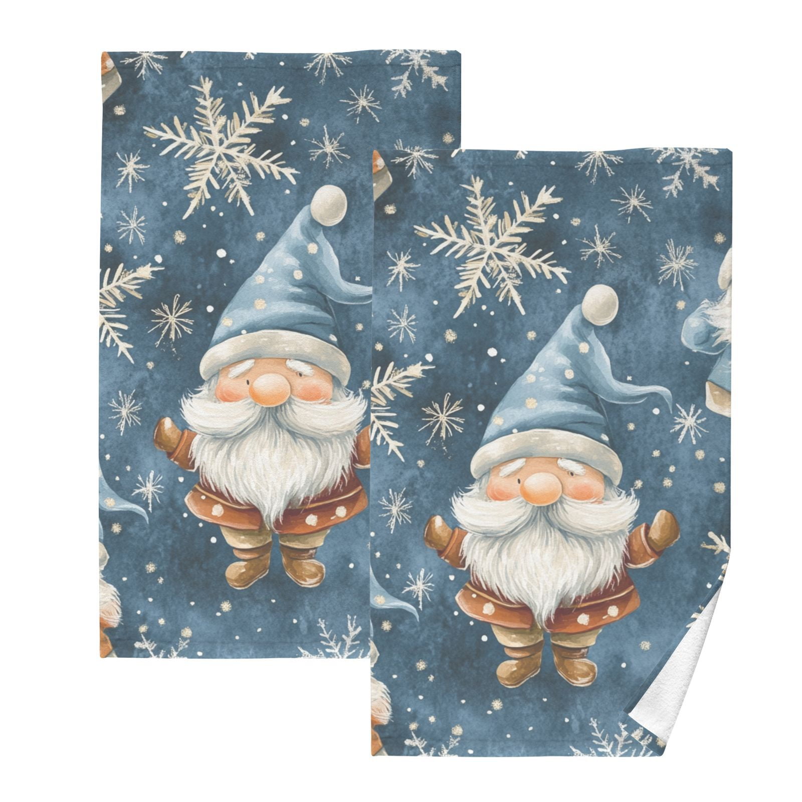 Gnomes Star Snowflakes Hand Towels Cotton Bath Towels Large Face Towels Absorbent for Bathroom 2 Packs