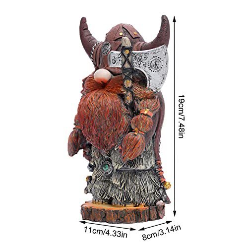 Gnomes Statue, 19cm Resin Gnomes Victor Norse Dwarf Sculpture, Funny Outdoor Garden Decoration Gnomes Figure Ornament