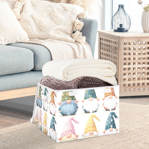 Gnomes Storage Basket Foldable Laundry Basket Shelf Kids Toy Storage Container Organizer with Handles