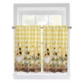 thumbnail image 1 of Gnomes Sunflower Bathroom Window Curtain, Yellow Checkered Pastoral Botanical Wooden Light Filtering Coffee Kitchen Curtains, Bedroom Living Room Curtains 2 Panel 84"x45", 1 of 6