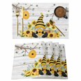 thumbnail image 1 of Gnomes Sunflower Placemats Set of 4, Bees Branches Floral Wooden Placemats for Dining Table, Place Mats for Kitchen Tabletop, Waterproof Wipeable Dining Table Mats Set, 1 of 9