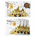 thumbnail image 1 of Gnomes Sunflower Placemats Set of 6, Bees Branches Floral Farmhouse Placemats for Dining Table, Place Mats for Kitchen Tabletop, Waterproof Wipeable Dining Table Mats Set, 1 of 9